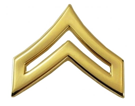 "CORPORAL" Uniform Collar Pin - 3/4" Tall w/ Point - SOLD in PAIRS